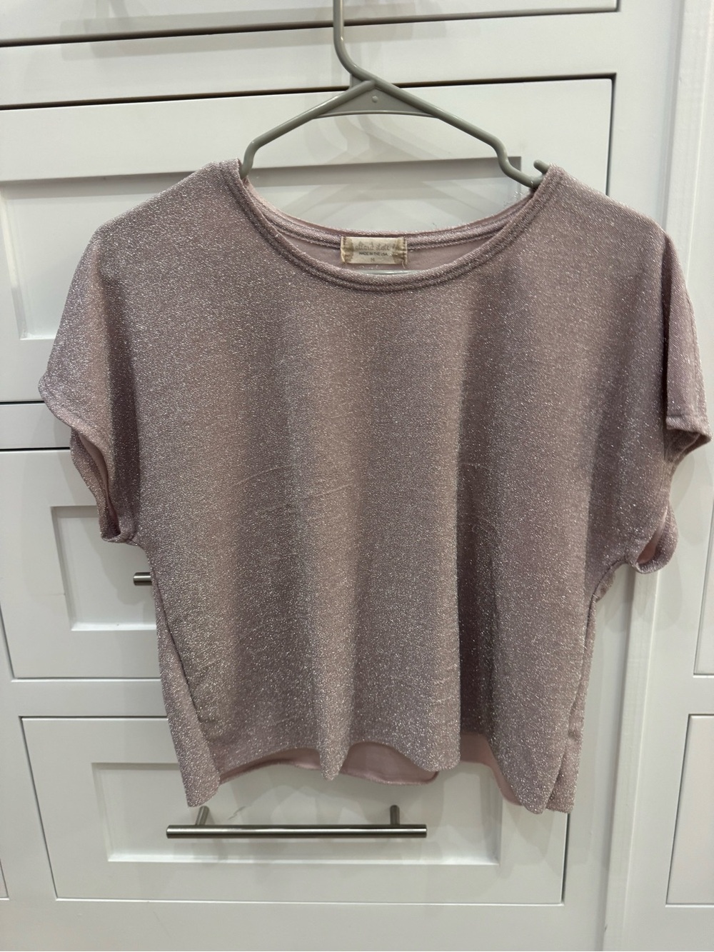 Altar'd State Shimmery Light Purple Short Sleeve Tee